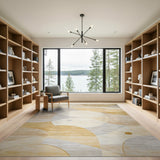 Beige and Neutral Abstract Overlapping Circles Beige Area Rug