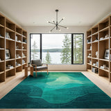 Blue and Teal Abstract Wave Area Rug