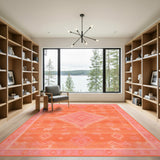 Orange Southwestern Area Rug with Deer Motifs
