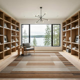 Modern Brown Tan Geometric Stripe Area Rug