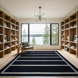 Bold Black White Horizontal Stripe Area Rug