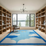 Kids Airplane Clouds Blue Area Rug