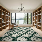 Emerald Green Floral Vintage Green Area Rug