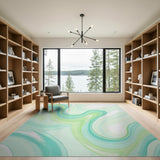 Teal Mint Swirl Abstract Area Rug