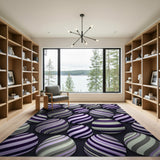 Purple Swirled Striped Egg Area Rug