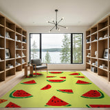 Sunny Watermelon Slices Yellow Area Rug