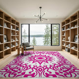 Pink Tribal Sun Mandala Area Rug