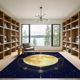 Celestial Golden Full Moon Mandala Rug