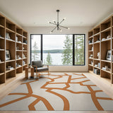 Abstract Geometric Outline Area Rug in Beige Orange