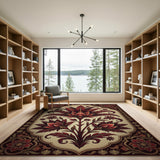 Elegant Red Lotus Persian Area Rug