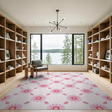 Pink Daisy Lattice Floral Area Rug