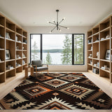 Southwestern Geometric Diamond Brown Tan Rug