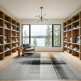 Abstract Geometric Grid Area Rug in Black White