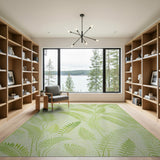 Lush Green Fern Leaf Boho Area Rug