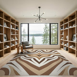 Wavy Brown Tan Geometric Area Rug