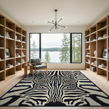 Bold Zebra Face Black White Area Rug