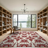 Ornate Red Star Medallion Persian Area Rug