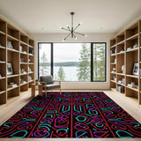 Neon Geometric Line Art Area Rug