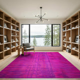 Geometric Modern Vibrant Pink Geometric Grid Area Rug