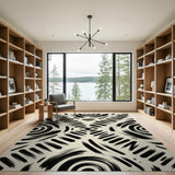 Bold Black Brush Stroke Abstract Area Rug