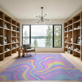 Rainbow Holographic Wave Area Rug