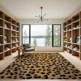 Leopard Print Tufted Area Rug in Tan Black