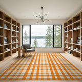 Bold Orange Checkered Plaid Area Rug