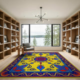 Multi-color and Patterns Vibrant Yellow Persian Medallion Area Rug