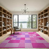 Pink Purple Geometric Block Area Rug