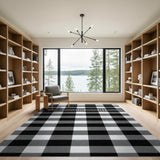Distressed Vintage Black and White Distressed Black White Checkered Area Rug