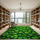 Green Vibrant Shamrock Clover Green Area Rug