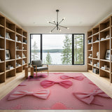 Textured Pink Bow Area Rug