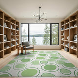 Organic Green Circles Abstract Area Rug