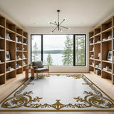 Ornate Gilded Floral Border Area Rug