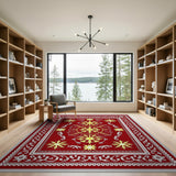 Red Starburst Traditional Persian Area Rug