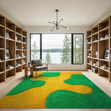 Vibrant Yellow Green Abstract Shag Area Rug