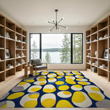Yellow Blue Abstract Egg Geometric Area Rug