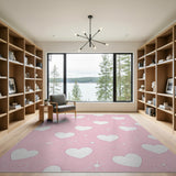 Playful Pink Hearts Stars Area Rug
