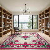 Pink Traditional Persian Vibrant Pink Floral Persian Area Rug