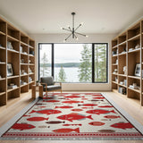 Vibrant Red Fish Flatweave Area Rug