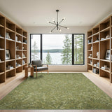 Green Vintage Floral Area Rug