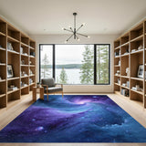 Cosmic Vortex Purple Swirl Area Rug