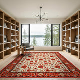 Opulent Red Floral Persian Area Rug