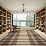 Brown Tan Plaid Woven Rustic Farmhouse Area Rug