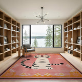 Cute Cartoon Tiger Pink Area Rug
