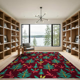 Vibrant Boho Fern Leaf Pattern Area Rug