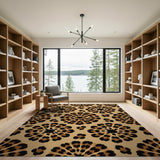 Tan Leopard Floral Mandala Area Rug