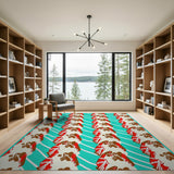 Teal Gingerbread Men Pattern Area Rug