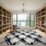 Black White Abstract Horn Lattice Area Rug