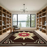 Red Gold Starburst Medallion Area Rug
